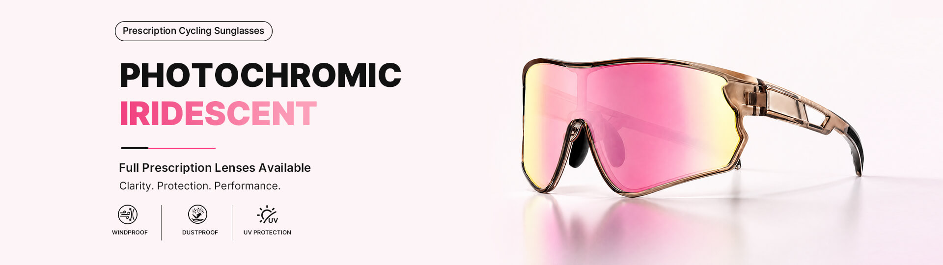 Prescription Cycling Sunglasses — Photochromic Iridescent